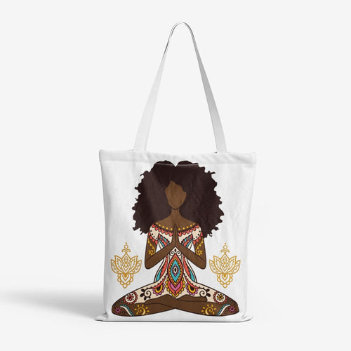 Afro Chic Meditation Natural Canvas Tote Bags