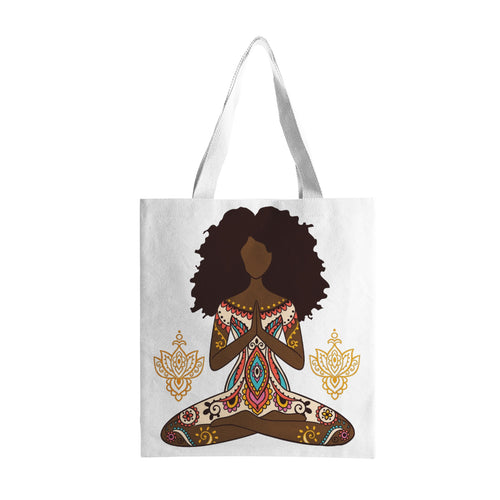 Afro Chic Meditation Prayer Hands Heavy Duty  Canvas Tote Bags