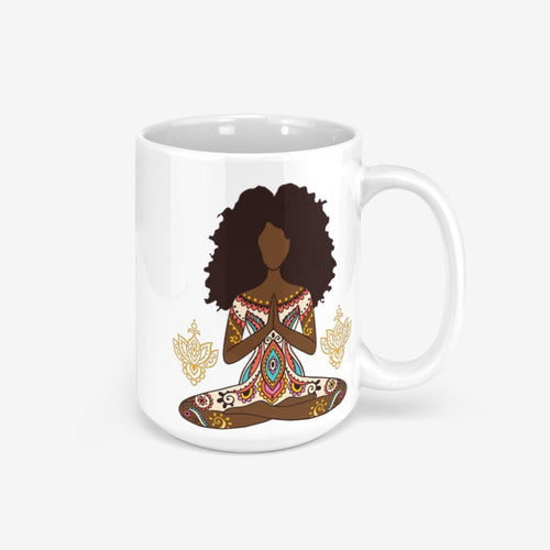 Afro Chic Meditation White Classic Glossy Mug