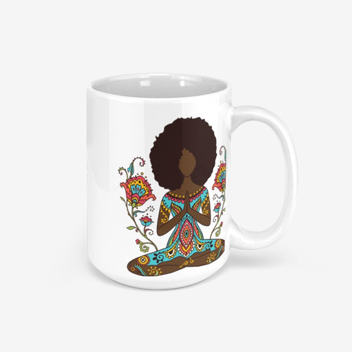 Afro Meditation Hands Classic Glossy Mug