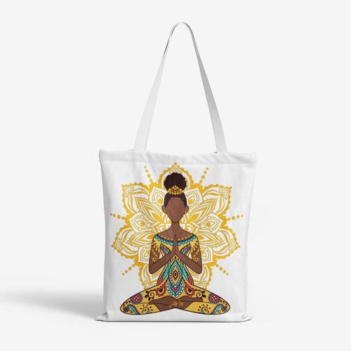 Afro-Puff  Meditation (Yellow) Tote Bag
