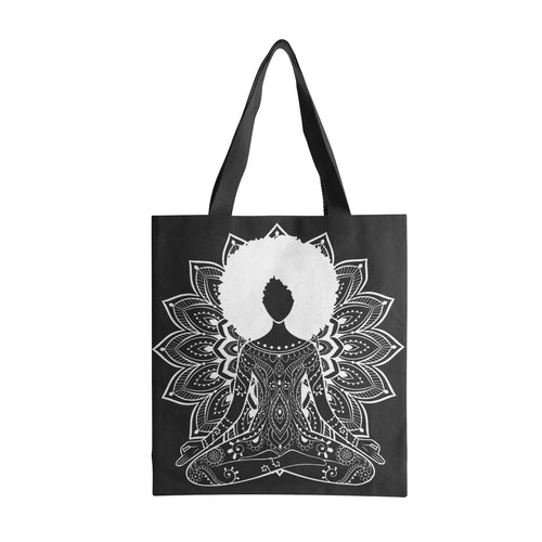 AFRO Chic / Black & White Meditation Heavy Duty Canvas Tote Bag