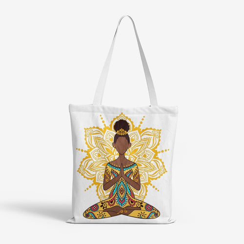 Afro Puff Meditation Natural Canvas Tote Bags